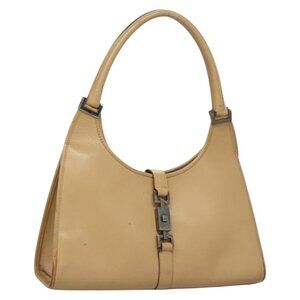 GUCCI Jackie Hand Bag Leather Beige Silver 002 1067 Auth bs28439